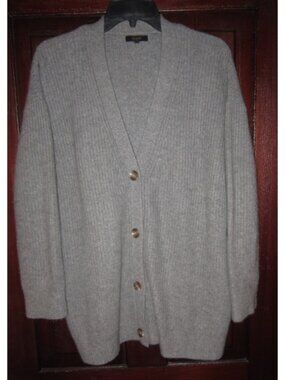 Quince XS Mongolian Cashmere Oversized Boyfriend Cardigan Gray Button Soft Knit